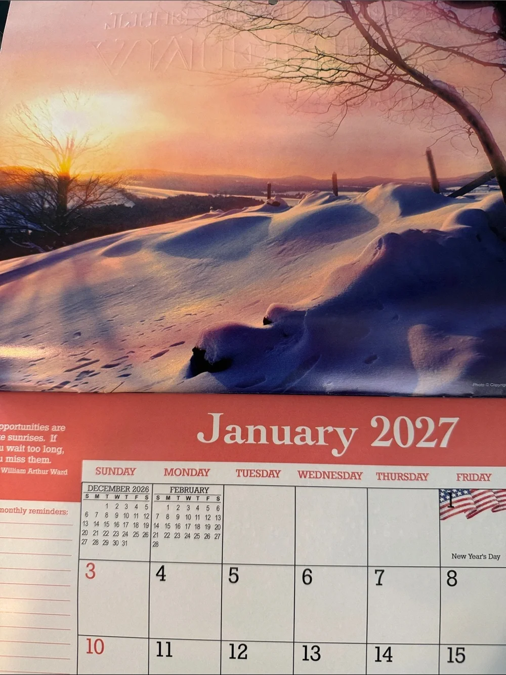 2027 America the Beautiful Wall Calendar - Scenic Landscape (Green, Blue, Brown)